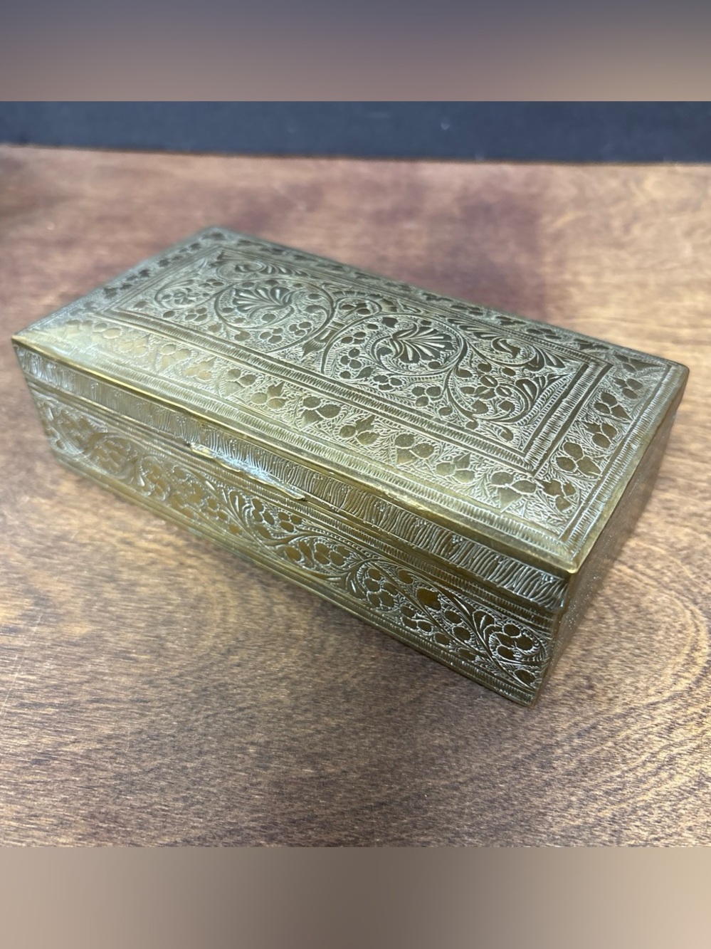 Vintage Ornate Filigree Brass  Box